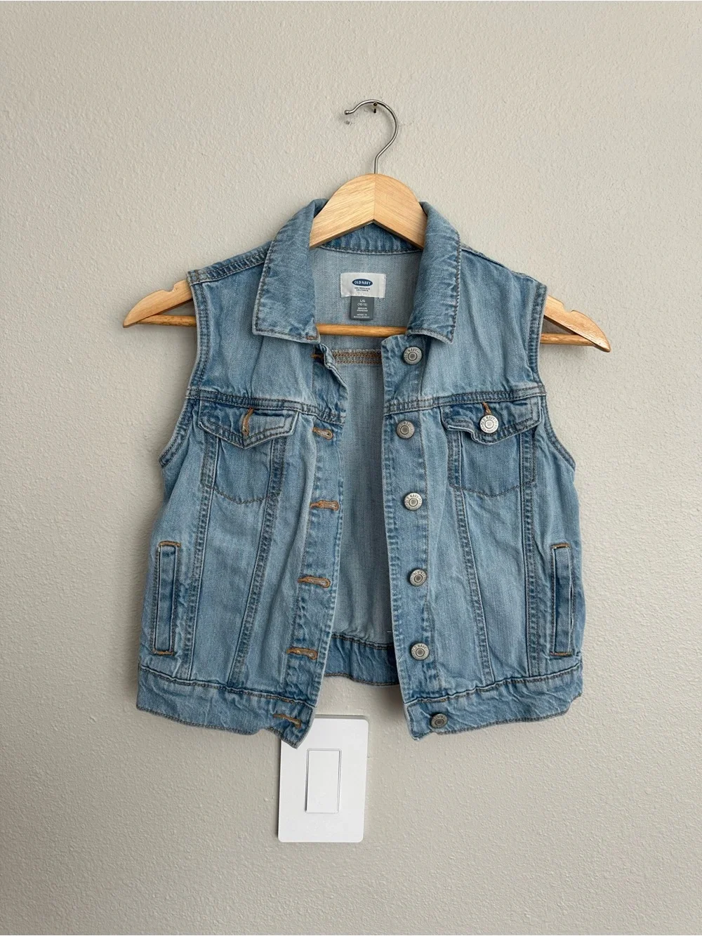 Old Navy Blue Denim Sleeveless Vest - Button Front